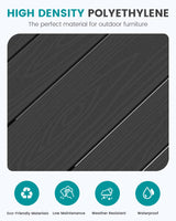 SERWALL 41" Outdoor Bar Table, All Weather HDPE Patio Bar Counter Height Table, Rectangle Patio Bar Table for Outside, Garden, Backyard, Balcony, Poolside, Black SERWALL