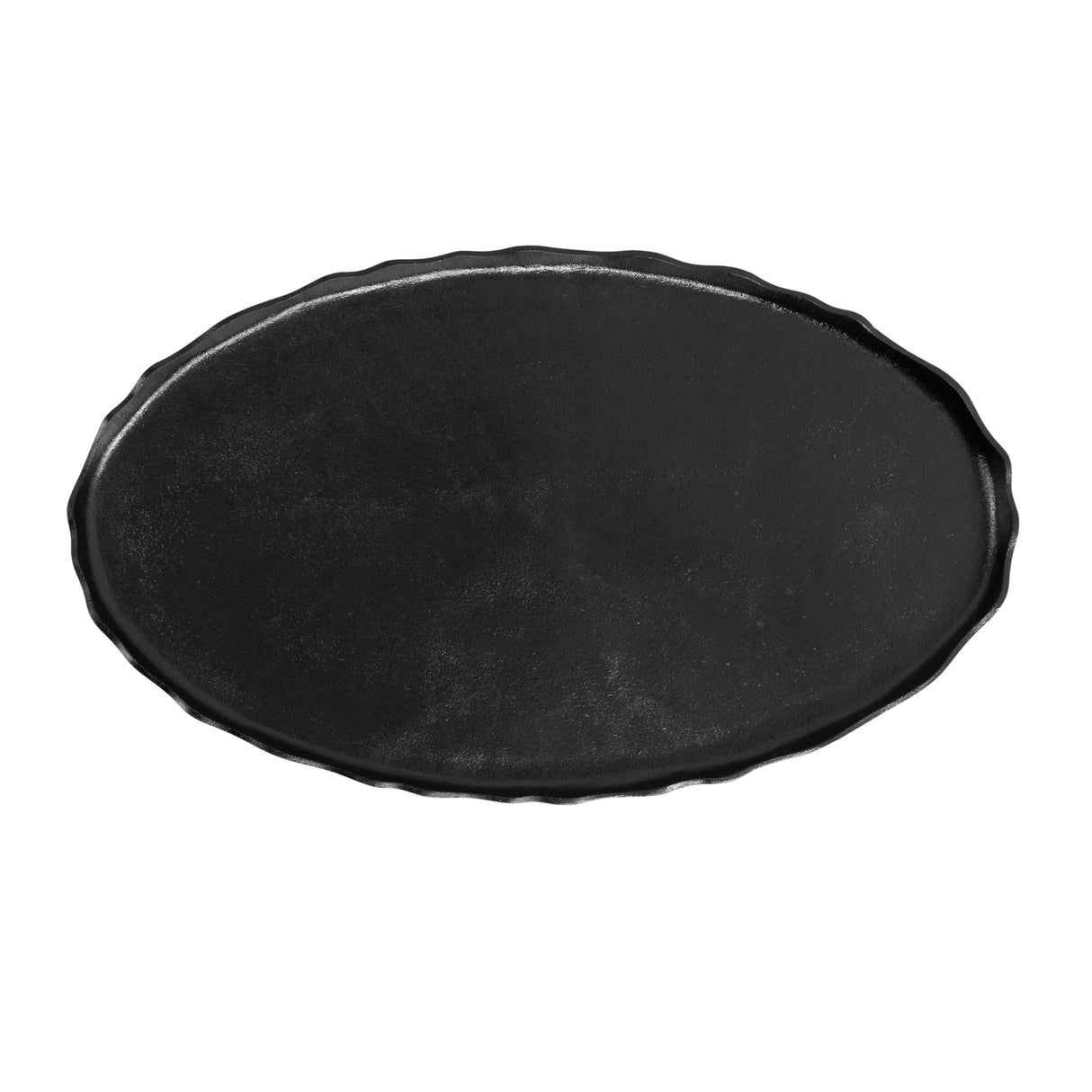 Kate and Laurel Alessia Modern Oval Coffee Table, 34 x 20 x 15, Black, Metal Living Room Table for Storage and Display with Antique Deckled Edge Detailing DesignOvation