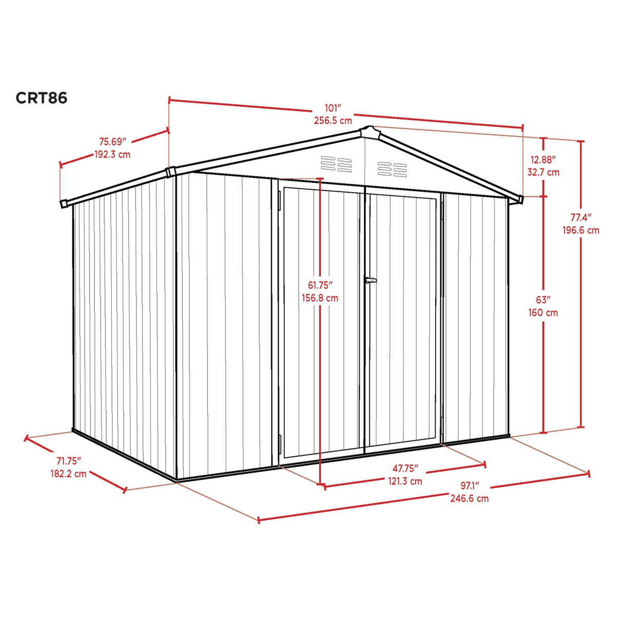 Metal Outdoor Galvanized Steel Storage Shed with Lockable Doors for Backyard or Patio Storage of Bikes, Grills, Supplies, Tools, Toys, for Lawn, Garden, and Camping, Tan (8x6) Cover-It