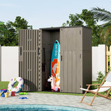 KINYING Outdoor Vertical Storage Shed,57 Cu.ft Outdoor Storage Cabinet Waterproof,Resin Sheds & Outdoor Storage Clearance for Garden,Patio,Backyard,Lockable (Brown) KINYING