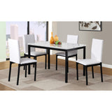 Roundhill Furniture 5 Piece Citico Metal Dinette Set with Laminated Faux Marble Top, White Table with White Chairs Roundhill Furniture