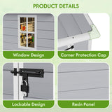 Flamaker 5 x 4 FT Outdoor Storage Shed, Garden Resin Shed with Floor, Plastic Tool Shed with Lockable Door for Backyard Patio Lawn Pool Flamaker