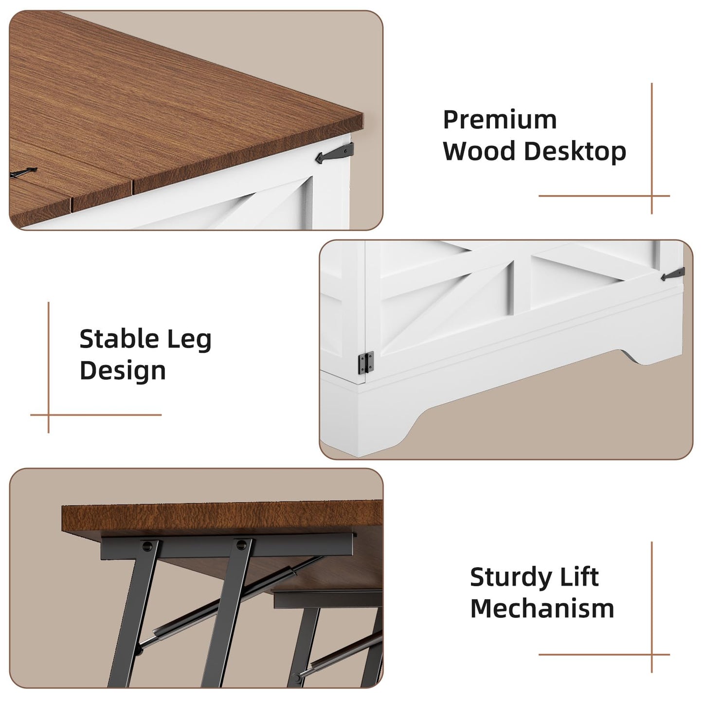 Farmhouse Coffee Table with Storage, Square Lift Top Coffee Table with LED light for Living Room,Small Modern Center Table with Wood Top and Barn Door for Small Space Bedroom Home Office(Whit - WoodArtSupply