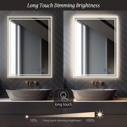 ZELIEVE 24x32 LED Bathroom Mirror,Led Mirror for Bathroom,Bathroom Mirror with Lights,Backlit Mirror,Anti-Fog,Dimmable,CRI90+,Touch Button,Water Proof,Horizontal/Vertical，Wall Mounted