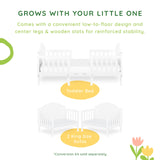SweetPea Baby Rose 3-in-1 Convertible Toddler Bed in White, Greenguard Gold Certified, JPMA Certified, Safety Rails, Made of Sustainable New Zealand Pinewood Sweetpea Baby