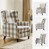 HULALA HOME Wingback Recliner Chairs Set of 2, Traditional Push Back Recliners with Solid Wood Legs, Modern Lounge Armchairs for Living Room, Comfy Upholstered Accent Reclining Chairs, Buffalo Beige HULALA HOME