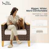 PHI VILLA 12 Seat Patio Furniture Set Outdoor Large 12 Pieces Wicker Conversation Sofa with Cushioned 2 x Single Rattan Sofa, 4 x Armrest Chair, 4 x Ottoman and 2 x Armless Chair, Beige PHI VILLA