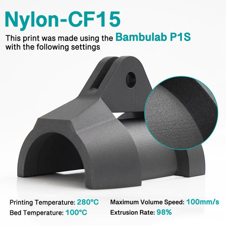 YXPOLYER Carbon Fiber Nylon Filament 3D Printer Filament PA6-CF Filament 1.75mm 1kg with PC Spool, PA6 CF 3D Printing Filament yxpolyer