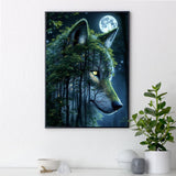 Yezavesu Wolf Diamond Art Kits for Adults, Wolf Forest 5D Diamond Painting Kit for Beginners, DIY Round Full Drill Painting with Gem Art Craft Kits for Home Wall Decor 12x 16 Inch Yezavesu
