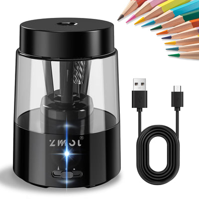 ZMOL Electric Pencil Sharpener, Automatic Pencil Sharpeners Kids, Battery Rechargeable Pencil Sharpeners for Colored Pencils, Auto Stop, Suitable for No.2(6-8mm), School/Home