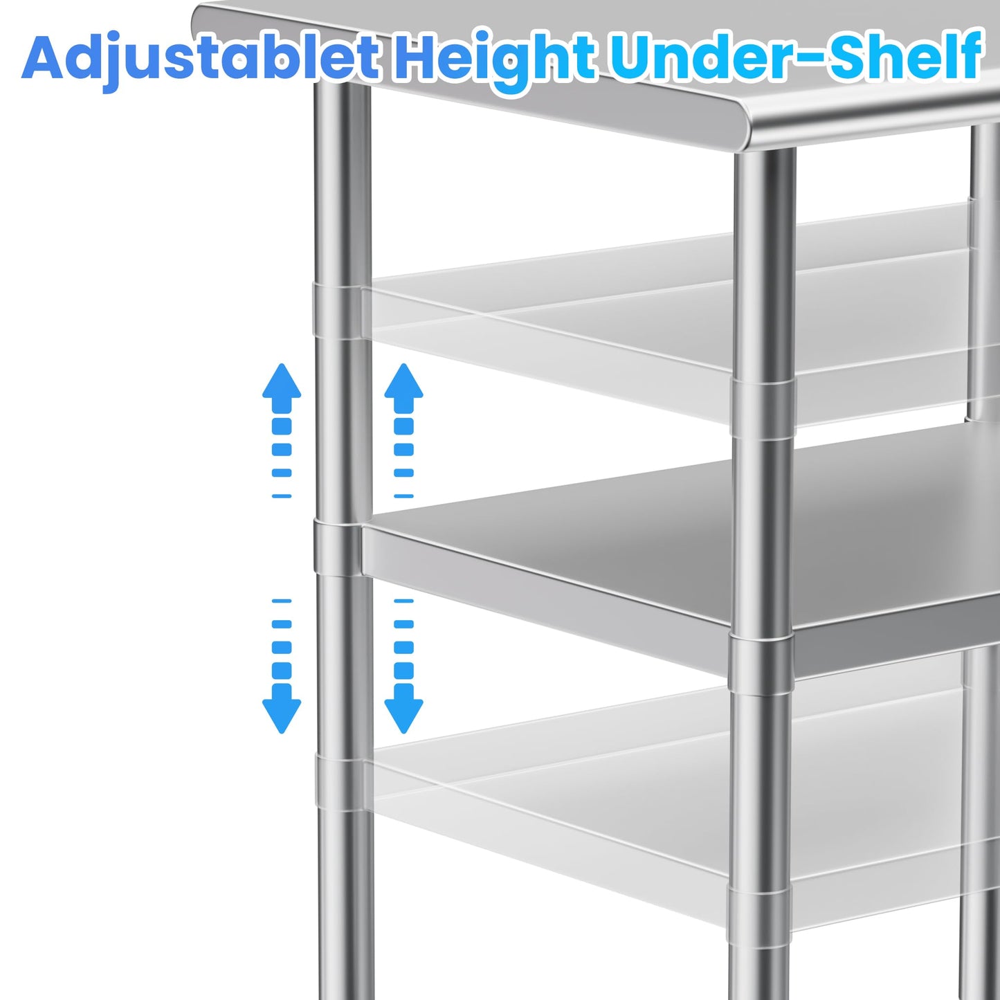 Stainless Steel Table for Prep & Work 24 x 48 Inches, NSF Metal Commercial Heavy Duty Table with Adjustable Under Shelf and Foot for Restaurant, Home and Hotel - WoodArtSupply