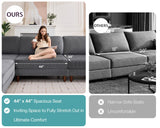 Jocisland Modular Sectional Sofa, 44" Deep Seat Modular Sofa, Oversized 6-Seater Sectional Couch for Plus-Size & Big Families, Grey Corduroy Living Room Couch, Easy Assembly Jocisland