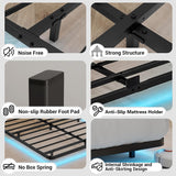 FSJianYi Floating Bed Frame Queen Size with LED Lights Metal Platform Bed No Box Spring Needed Easy to Assemble (King) FSJianYi