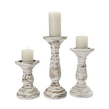 Yorkmills Pillar Candle Holder Set of 3, Farmhouse Decor Living Room Tall Candle Holders for Pillar Candles, Wood Candle Holders for Table Centerpieces White Home Decor Kitchen Dining Room Table Decor Yorkmills