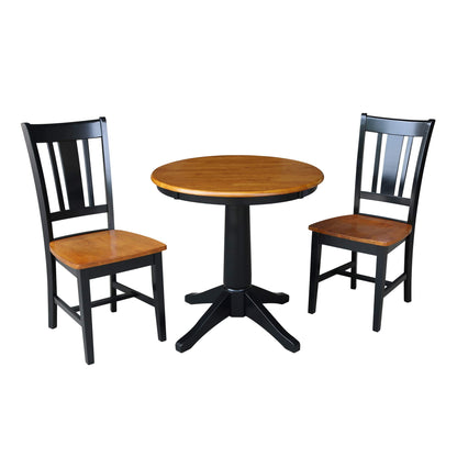 International Concepts 30" Round Top Pedestal Table - With 2 San Remo Chairs, Black/Cherry - WoodArtSupply