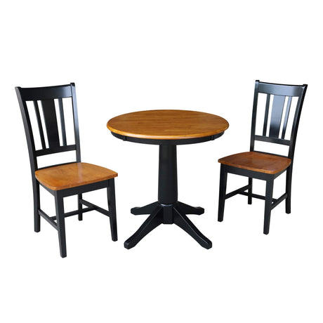 International Concepts 30" Round Top Pedestal Table - With 2 San Remo Chairs, Black/Cherry IC International Concepts