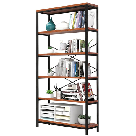 Himimi 6 Tier Industrial Bookshelf, Vintage Standing Storage Shelf, Display Shelving Units, Tall Bookcase, Industrial Metal Book Shelves for Living Room Bedroom and Home Office Himimi