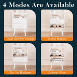 Yoobure LED Night Stand with Charger Station, Mid Century Modern Nightstand with Fabric Drawers, Bedside Table Nightstands with Storage Shelf, Bed Side Table Small Night Stands for Bedroom Living Room Yoobure