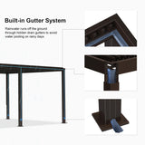 PURPLE LEAF Outdoor 12' × 20' Louvered Pergola with Long Side Beam Roller Blinds and Patio Adjustable Aluminum Canopy Retractable Metal Roof for Deck Outside Backyard Hardtop Gazebo Sun Shade PURPLE LEAF