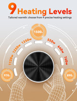 BALKO Outdoor Heaters for Patio, 9 Heating Levels, IP65 Waterproof Patio Heaters for Outdoor Use, 1500W Electric Heating Covers 400Sq.ft, 9H Timer, Tip-Over & Overheat Protection, 20FT Remote Control BALKO