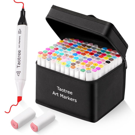 Taotree Alcohol Markers 121 Colors Dual Tips Art Markers Sketch Pens Set, Art Supplies Kit, Art Set Drawing Markers Pen for Adult Coloring Painting, Sketching, Gifts for Teens Girls Boys Kids Artists Taotree