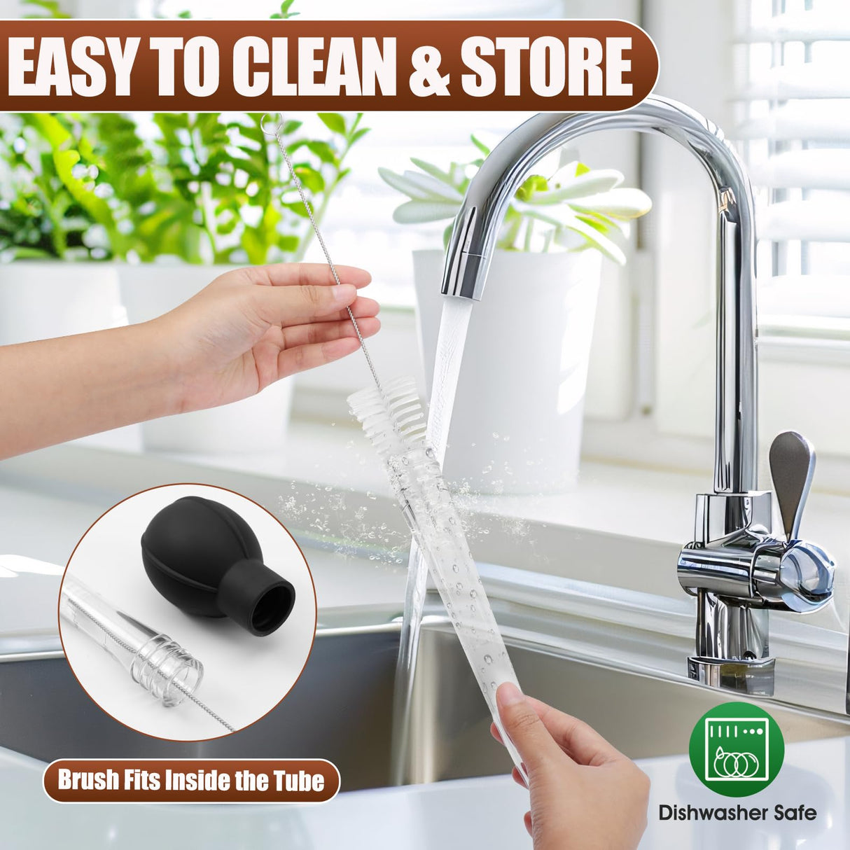 OLESBUR Premium Turkey Basters for Cooking – Baster Syringe for Hot Liquids – Meat and Food Injector – Essential Thanksgiving Cooking Tool – Turkey Baster Large with Cleaning Brush(Black) OLESBUR