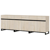 WAMPAT Modern TV Stand for 75-110 Inch TVs, Wooden Entertainment Center TV Console with Metal Base &Adjustable Shelves for Living Room,Bedroom,94.5 Inch, Light Oak WAMPAT