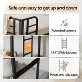 VINGLI Metal Bunk Bed Frame Twin Over Twin with LED Lights, Non-Slip Ladder, Full Length Guardrail, Charging Station, for Kids, Teens & Adults, Space-Saving, No Box Spring Needed, Black VINGLI