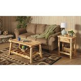 CASTLECREEK Log Coffee Table, Rustic Natural Weathered Look Wooden Rectangular Center Tables for Living Room CASTLECREEK