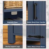 Joaxswe Night Stand with Charging Station and USB Port, 18 Inch Farmhouse Nightstand with Storage Shelf, Rustic Couch End Table with Magnetic Door, Wood Bed Side Tables for Bedroom, Home, Nayv Blue Joaxswe