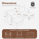 ABCASA Luxury Modular Sectional Sofa w/Storage Otoman, 99" U Shaped Modular Couch with Reversible Chaise, 5 Seater Sofa for Living Room, Apartment, Compact Spaces - Chenille Terracotta ABCASA