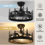 Farmhouse Rustic Ceiling Fan with Light and Remote, Black Chandelier Fan with Bear and Deer Design, Adjustable Height, Rustic Chandeliers for Living Room, Bedroom, Hallway, Entryway Lighting Merexcint