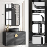 Bathroom Mirrors for Over Sink,2Pcs 24x36Inch Vanity Mirrors for Wall,Black Metal Frame Rectangle Mirrors for Bathroom,Farmhouse,Restroom,Hangs Horizontally or Vertically ERZERT
