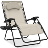 Best Choice Products Oversized Zero Gravity Chair, Folding Outdoor Patio Lounge Recliner w/Cup Holder Accessory Tray, Pillow - Ivory Best Choice Products