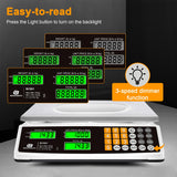 BROMECH Price Computing Scale 88lb/40kg Commercial Food Scale for Produce Meat Weighing, LCD Display and Green Bright Backlight for Farmers Markets, Meat Shop, Deli, （Not for Trade） BROMECH