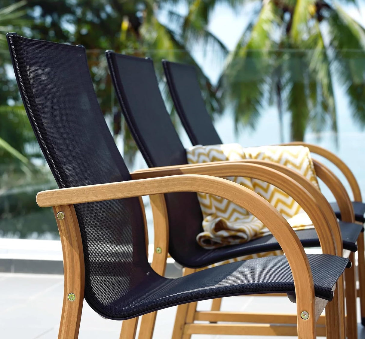 Amazonia Franklin 11-Piece Rectangular Extendable Patio Dining Set | Teak Finish and Weather-Net Technology | Ideal for Outdoors and Indoors Amazonia