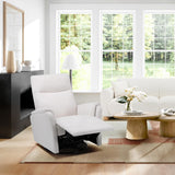 COLAMY Swivel Rocking Recliner Chair, Nursery Rocker Glider Recliner with Extra Large Footrest, Deep Seat, High Back, Upholstered Fabric Reclining Single Sofa for Living Room-White COLAMY