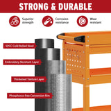Cemostey 3-Tier Rolling Utility Cart, Heavy Duty Tool Cart on Wheels, Metal Service Cart with Locked Drawers for Garage, Warehouse and Repair Shop (Orange) Cemostey