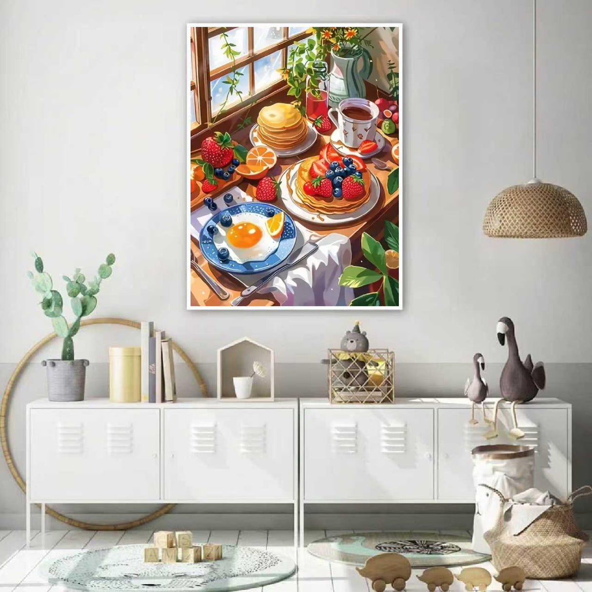 JFYHAB Breakfast Morning Diamond Art Painting Kits for Adults, Full Drill Food Diamond Dots Paintings for Beginners, Round 5D Paint with Diamonds Pictures Gem Art Painting Kits Crafts 11.8x15.7inch JFYHAB