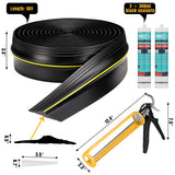 KINTOREX 16 Feet Garage Door Seals Bottom Rubber Threshold & Weather Strip with 2 Glue Bottles & Caulking Gun - Garage Floors DIY Weather Stripping Replacement Kintorex