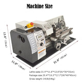 INTBUYING Metal Lathe 8''x16'' Benchtop Mini Lathe Machine Precision Hobby DIY Lathe Industrial Metal Wood Working Table Lathe 900W Brushless 50-2500RPM MT5 Spindle Taper Metric Thread WM210V 110V INTBUYING
