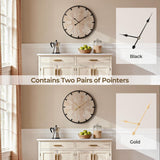 Vantic Farmhouse 24 Inch Extra Large Decorative Wall Clock with Metal Circle, Oversized Wood Wall Clock with Large Roman Numeral for Living Room, Bedrooms and Offices, Silent and Battery Operated Vantic