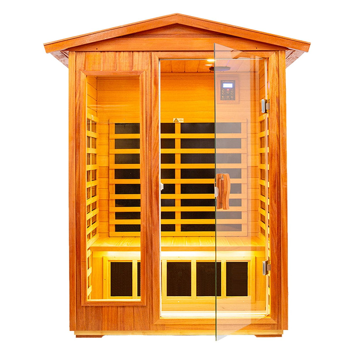 KUNSANA Outdoor Sauna 2 Person Infrared Sauna Far Infrared Saunas for Home Low EMF Home Sauna Spa Mahogany Wood Sauna Room with Bluetooth Speakers, LED Reading Lamps, Chromotherapy Lights KUNSANA