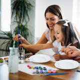 Marspark 6 Pcs 9 Inches Ceramic Painting Plate White Ceramic Plates with 6 Sets of 12 Colors Paint 6 Sets of 2 Brushes Porcelain Painting Craft Set for Family Gatherings Activities Art Supplies Marspark