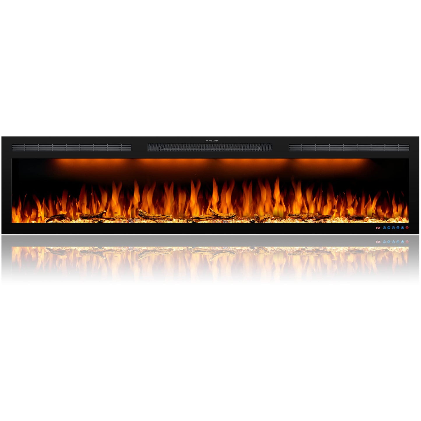 Dreamflame 72 Electric Fireplace Inserts, Recessed & Wall Mounted Fireplace Electric with Ultra-Narrow Frame, Colorful Flame Effect Display on Widescreen, Heat Up Fast, Thermostat, 750W/1500W, Black