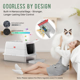 Stainless Steel Cat Litter Box: Enclosed Cat Litter Boxes with Lid - Extra Large Metal Kitty Litterbox with High Sides Top Entry XL Litter Pan Tray for Big Cats Anti-Leakage BEST JAJA