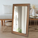 DAOYIJIAJU Rustic Wooden Framed Wall Mirror, Rectangle Wood Hanging Mirror, Farmhouse Wall Mirror for Bathroom Vanity Bedroom Living Room, Vertical or Horizontal Hanging, 36" x 24" DAOYIJIAJU