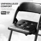 Asnefeli Wood Folding Chairs Set of 2, Stackable Wooden Foldable Chair with Padded Seats, Folding Extra Chair with Cushion for Guests Kitchen Office Wedding Party Picnic Chair (Walnut Green) Asnefeli