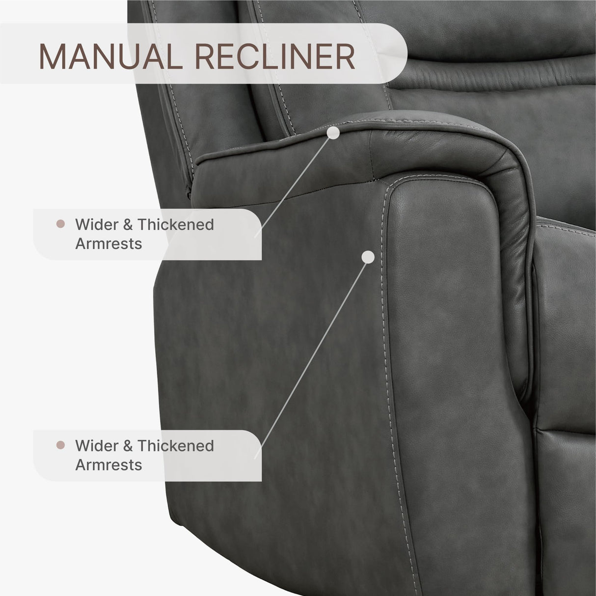 KISLOT Leather Recliner Chair, 360° Swivel Rocker for Adults Manual Rocking Reclining Chair with Adjustable Backrest Footrest for Living Room Bedroom Home Theater Seating KISLOT