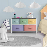 Sorbus Kids Dresser with 5 Drawers - Storage Chest Organizer Unit with Steel Frame, Wood Top, Easy Pull Fabric Bins - Long Wide TV Stand for Bedroom Furniture, Hallway, Closet & Office Organization Sorbus